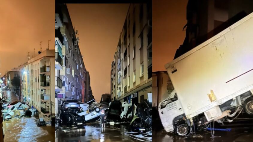 Impactante video: en apenas 40 minutos una calle de Benetússer se llena de agua y autos