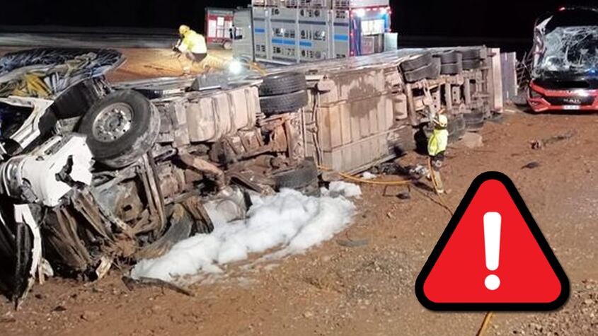 11 heridos tras choque entre autobús y camión de carga en Huesca