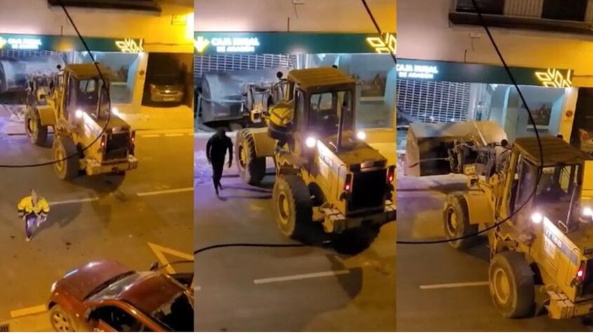 Increíble: quisieron llevarse un cajero automático con una retroexcavadora