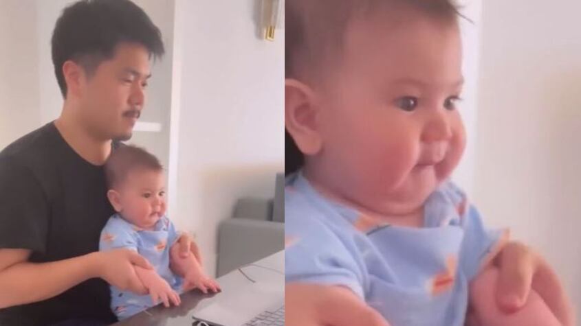 Video viral: La increíble reacción de un bebé mientras su padre hace mímica de tocar el piano