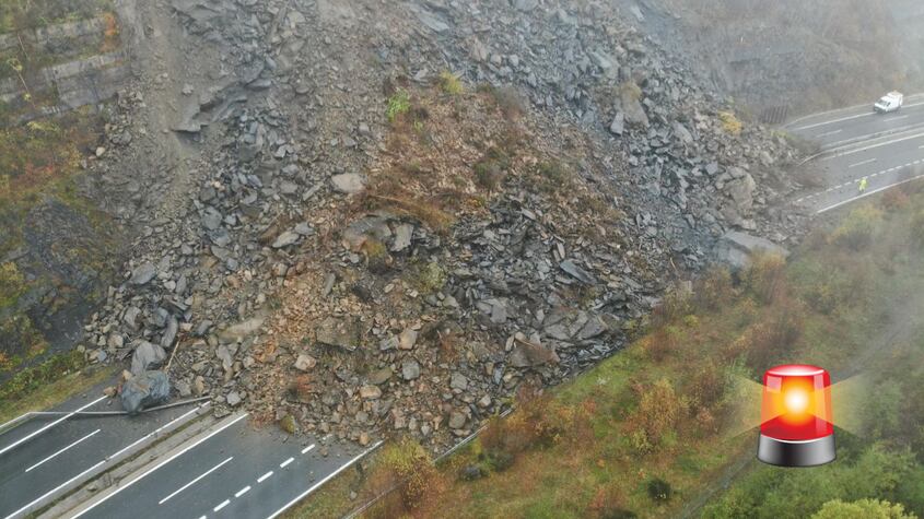 Impactante desprendimiento de tierra y rocas cortó la autopista del Huerna en ambos sentidos