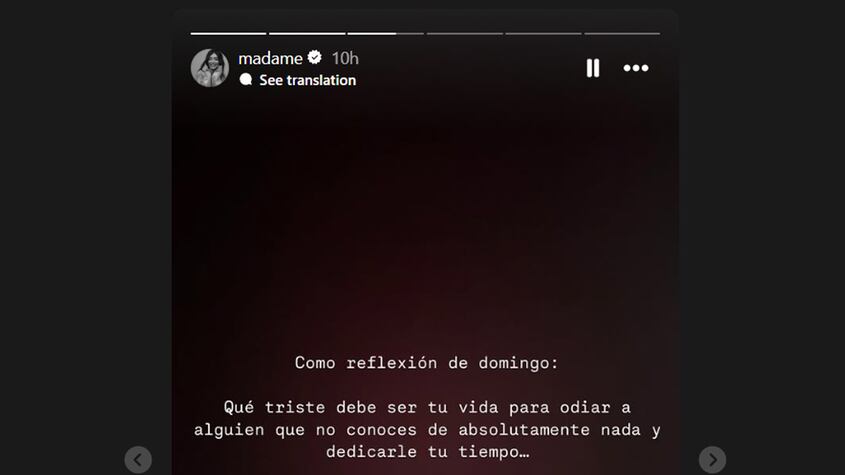 Respuesta de Madame de Rosa (Ángela Rozas Sáiz) a los haters en Instagram