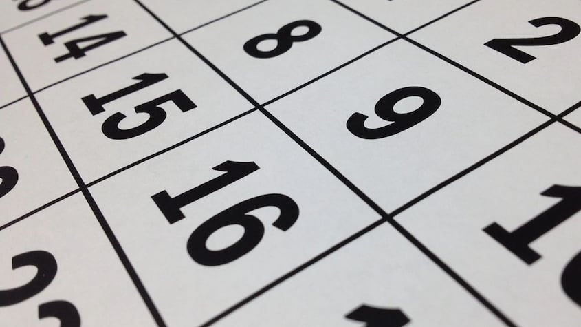 Calendario de días festivos.