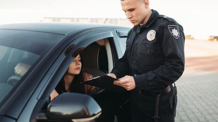 Policía aplicando multas.