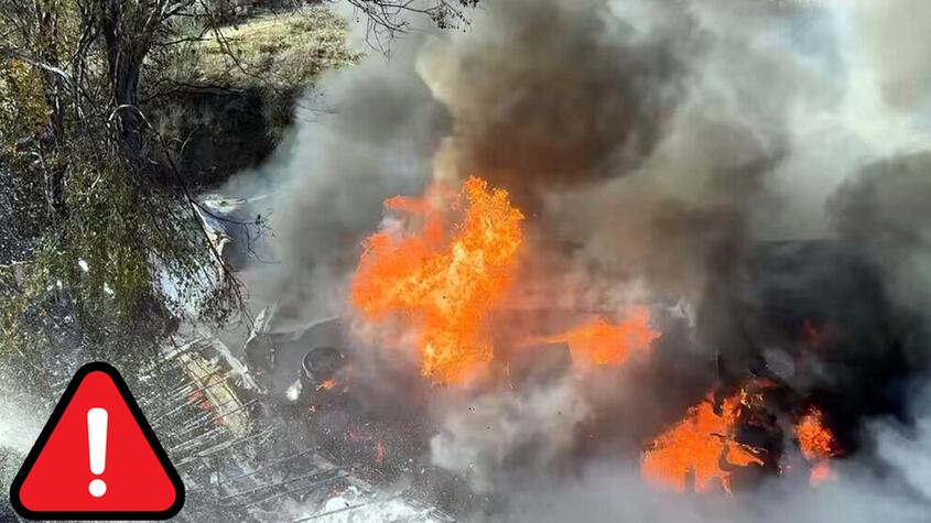Camiones incendiados en Alcorcón (Madrid)