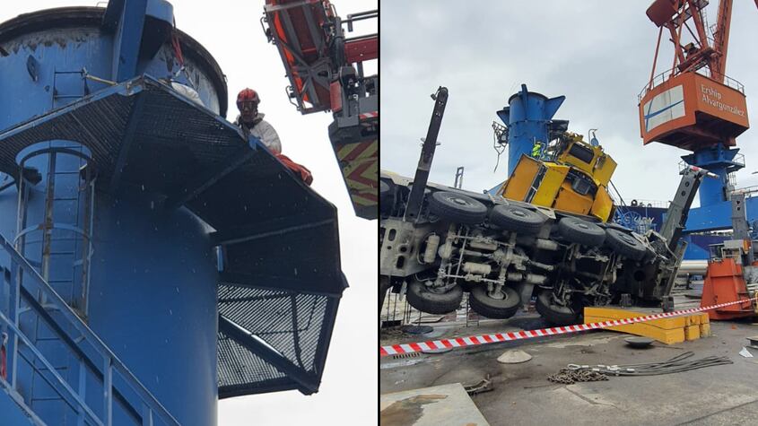 Mueren 2 trabajadores tras colapso de dos grúas móviles en el mar de Asturias